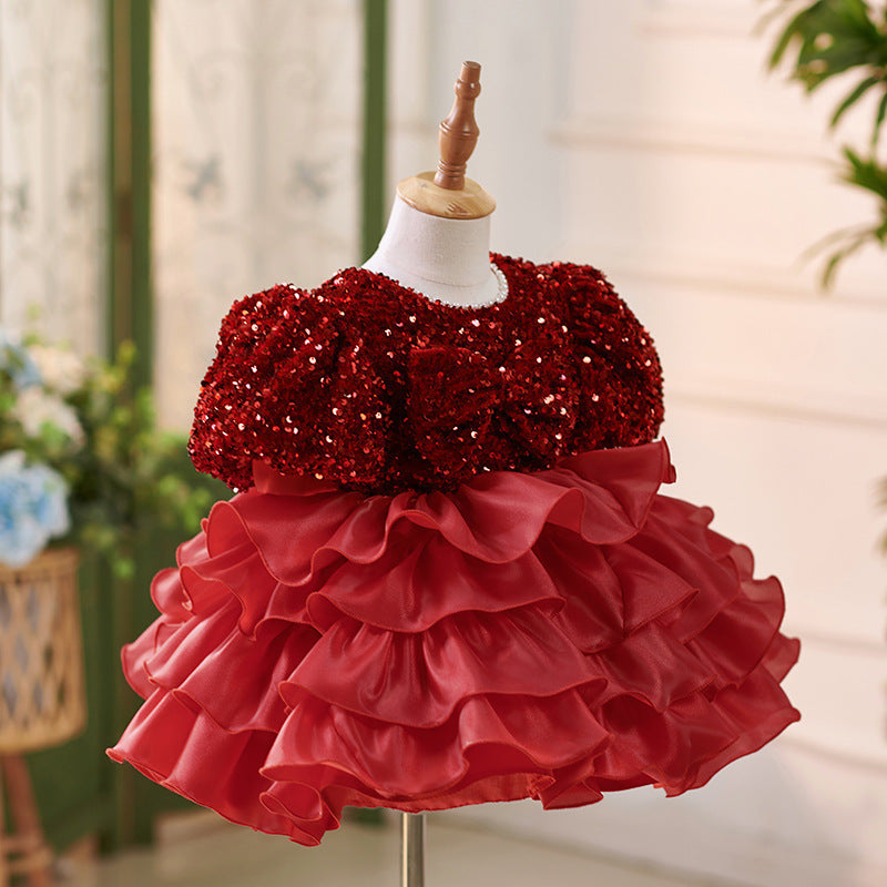 Wine Red Baby Princess Dress