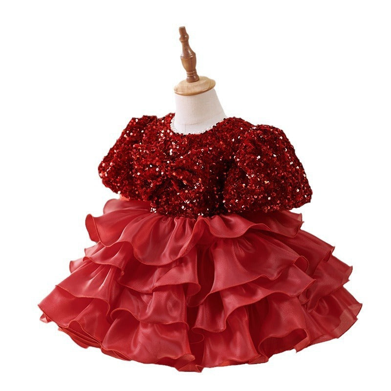 Wine Red Baby Princess Dress