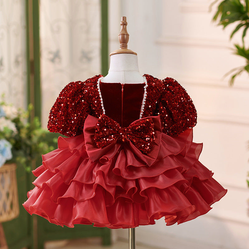 Wine Red Baby Princess Dress