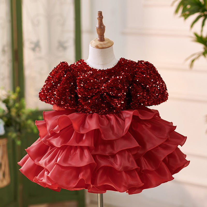 Wine Red Baby Princess Dress